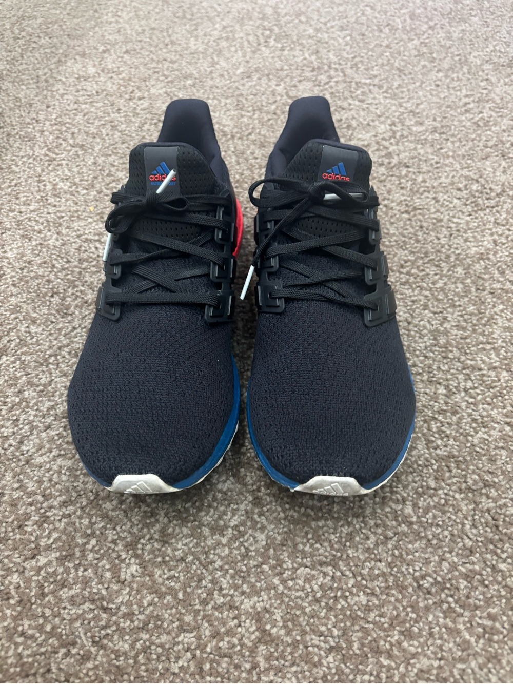 adidas Ultraboost Men’s Black Running Shoes with Blue and Red size 14 men’s